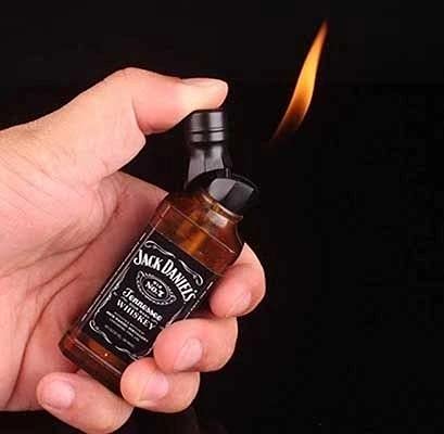 UGSTORE Bottle Shape Cigarette Lighter Butane Gas Flame Pocket Lighter Pocket Lighter (Black)