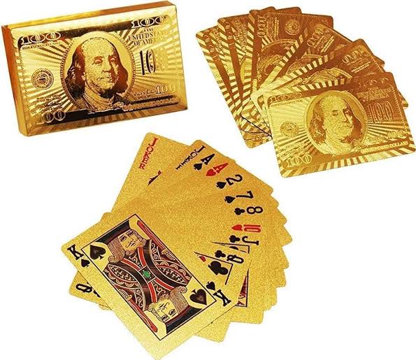 UGSTORE 24 K Gold Plated Poker Playing Cards (Golden) – Set of 1