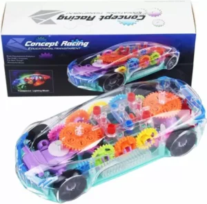 UGSTORE Transparent Concept Racing Car Toy with 3D Flashing LED Lights 360 Degree Rotation, Gear Simulation Mechanical Car 3D Concept Car Electric Cars Toys for Children Kids Toys Gift for kids. (Multicolor)