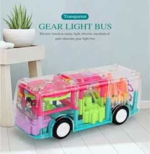 UGSTORE Transparent Gear Bus Toy with Automatic 360 Rotation and 3D Lightening and Sound (TRANSPARENT)