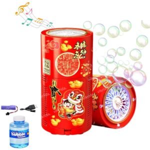 UGSTORE Rechargeable Automatic Bubble Machine, Fireworks Bubble Machine Toys, Electric Bubble Maker Toys with Light & Music, for Indoor Outdoor Birthday Party