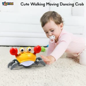 UGSTORE Cute Walking Moving Dancing Crab Learning Crawl Sensory Interactive USB Rechargeable Toy Gift for 3+Babies Infant Toddler Kid Boys Girls