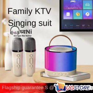 ध्वNi Dhwani Mini Karaoke Machine for Kids Adults, Portable Bluetooth Karaoke Speaker with 2 Wireless Mics & built in LED Lights