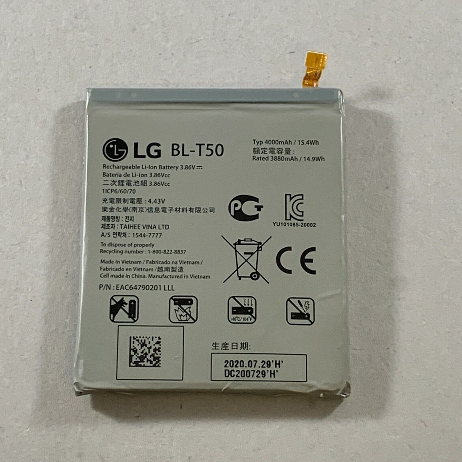 100% Original LG BL-T50 Battery For LG Velvet 5G / LG Velvet 5G UW Mobile – 4000mAh- 6months warranty