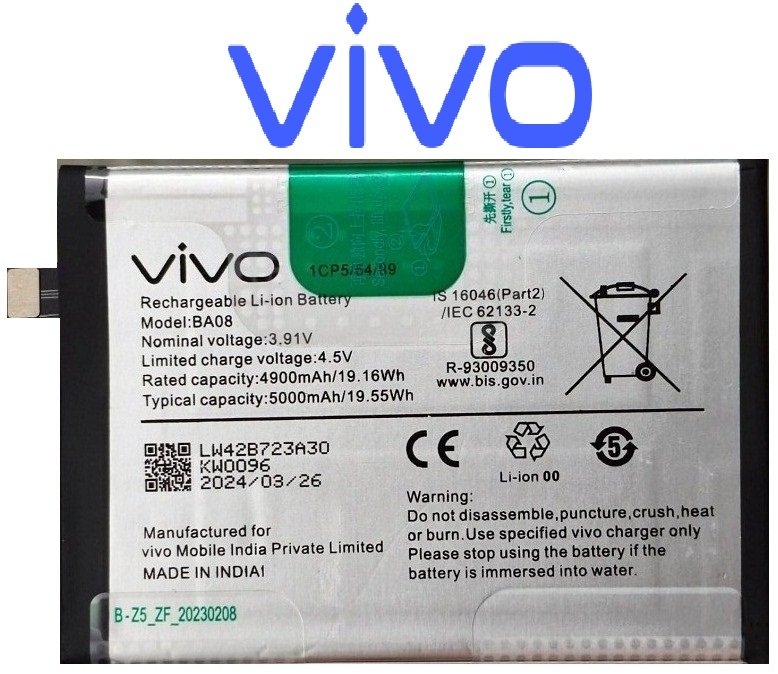 100% Original Vivo V29e (V2303) Battery BA08 – 5000mAh- 6months warranty