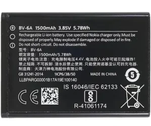 100% OriginaI BV6A Battery for Nokia 8110 4G / Banana 2060 3060 5250 C5-03 (1500mAh)- 6months warranty