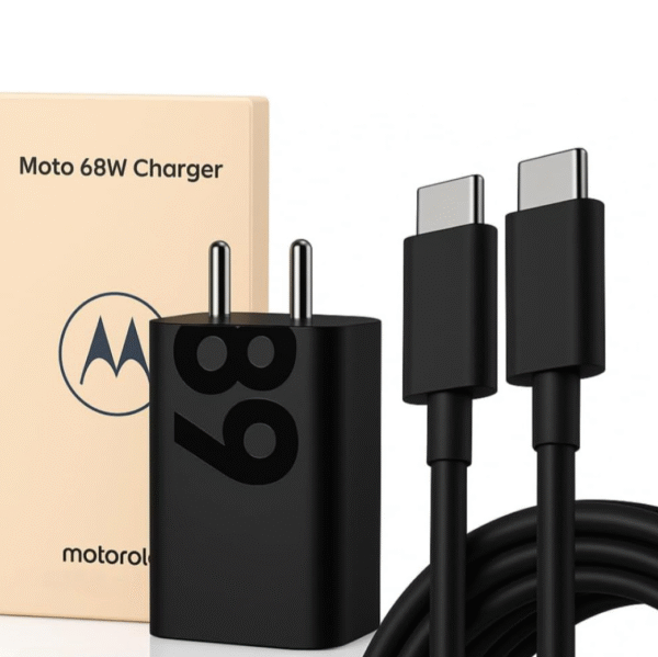 Motorola Original 68W TurboPower Fast Charger Adapter with 3.3 Ft Type-C to C Cable | Compatible with Moto|Edge|Ultra|Fusion|Pro|Neo|Razr|Stylus|G Series (G05,G85,G45,G35,G64,G84,G62,G54,G96) – Black