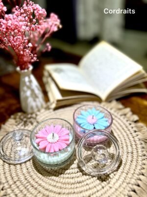 Cordraits Handmade Floral Glass Jar Scented Fragrance Candle – Pack of 2