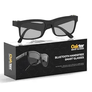 OAKTER Smart Glasses with Wireless Bluetooth | Hands-Free Calling | Open Ear Music | Sport Headset | Intelligent Eyewear | Connect with Your Mobile/Tablet | Black