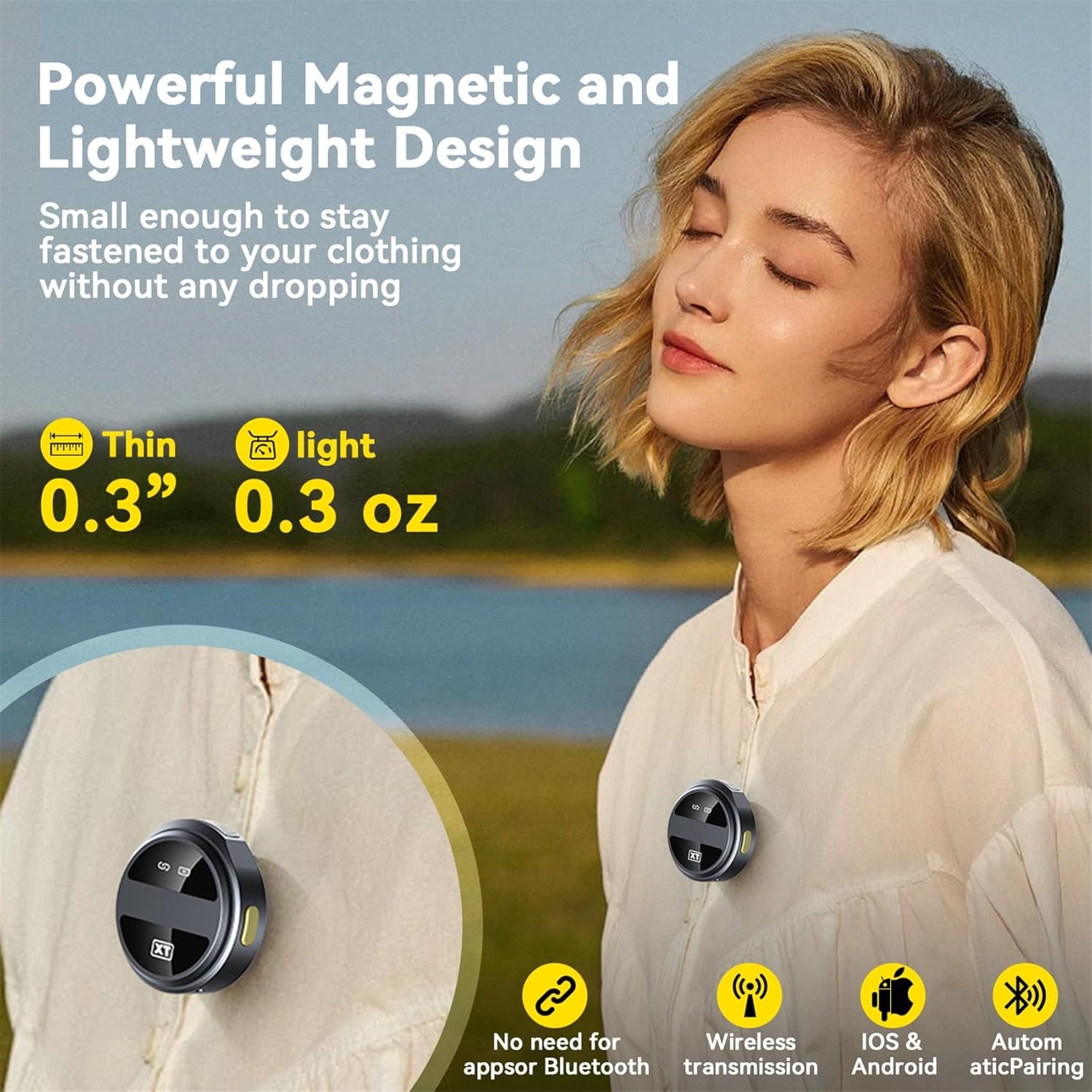 ध्वNi (Dhwani) 2 Pcs Wireless Lavalier Microphone for iPhone Vlogging Included Charging Case & Jack Adapter, Noise Reduction Plug-Play Clip on Lapel Mic for Vlogging,Youtuber,Video Recording,Live Streaming - Image 2