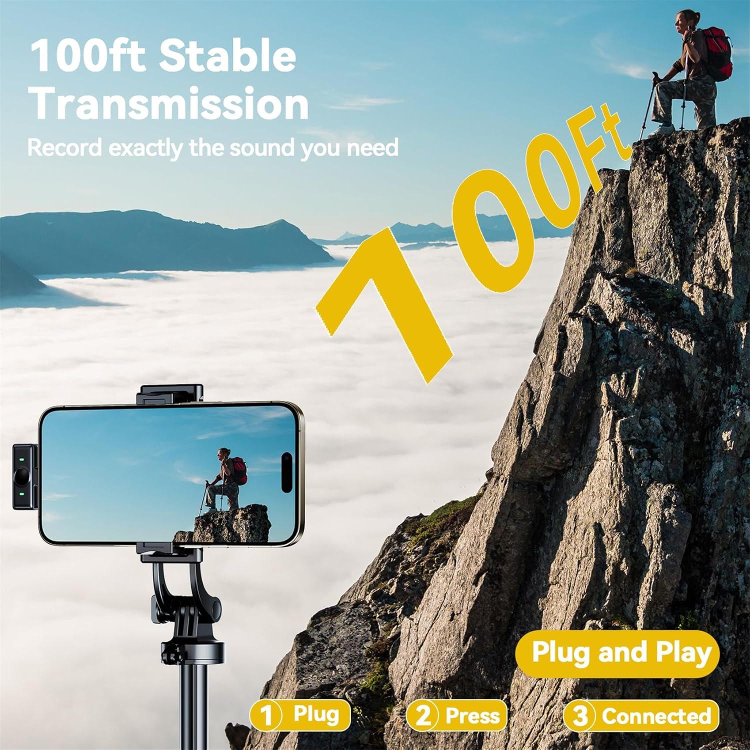 ध्वNi (Dhwani) 2 Pcs Wireless Lavalier Microphone for iPhone Vlogging Included Charging Case & Jack Adapter, Noise Reduction Plug-Play Clip on Lapel Mic for Vlogging,Youtuber,Video Recording,Live Streaming - Image 4