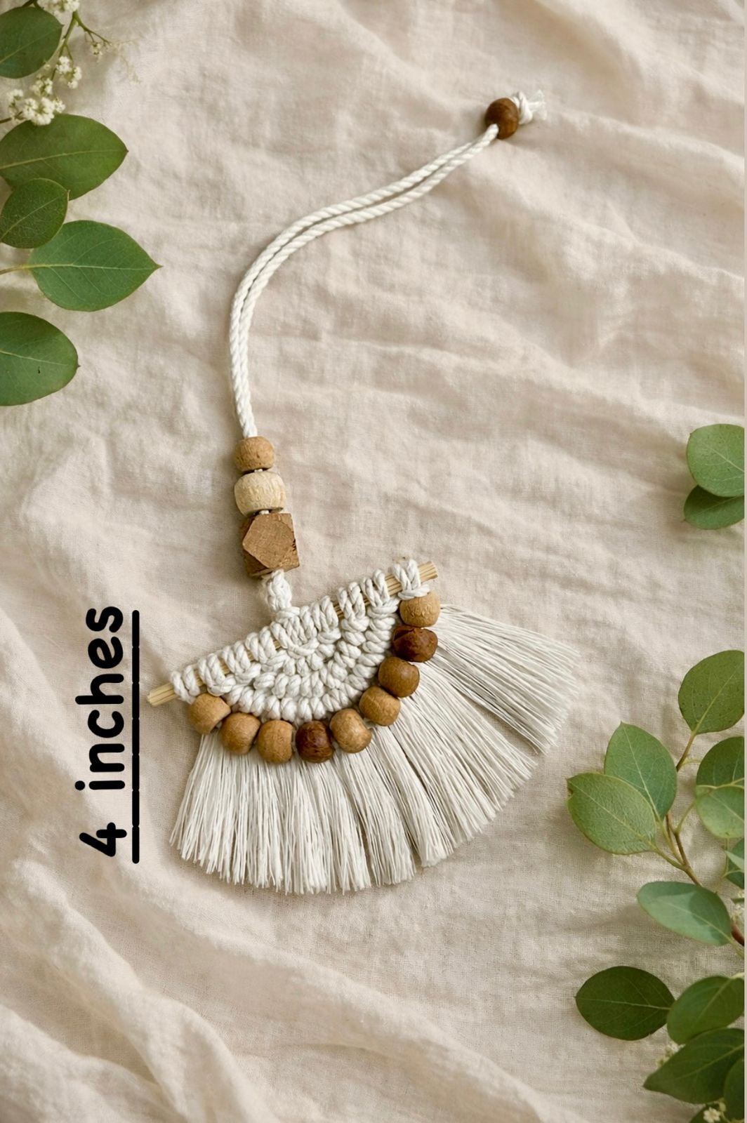 Cordraits- Ivory calm macarme essential oil diffuser charm 🌸 - Image 4