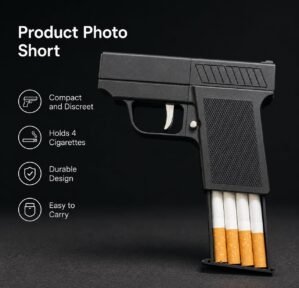 UGSTORE Pistol-Shaped Torch Lighter, Jet Flame, Compact, Refillable, Black