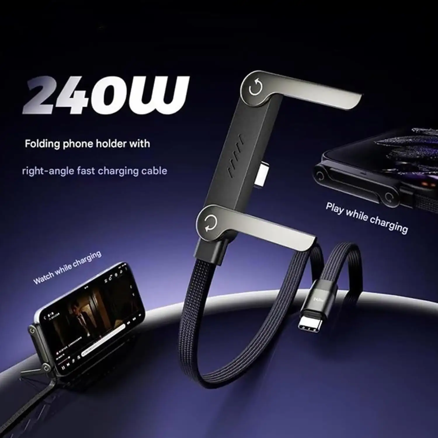 Dhwani by UGSTORE 240W Folding Bracket Braided Data Cable C to C - Image 10