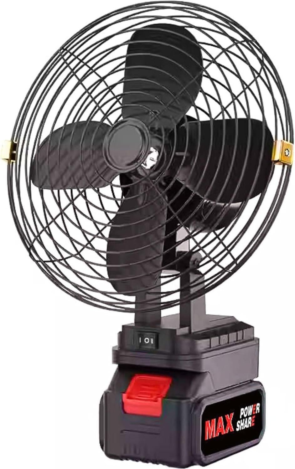 Dhwani Portable Rechargeable Table Fan, Yellow and White, 8 Inch, USB Rechargeable Battery, 3 Blades, Push Button Control, Modern Style - Image 3