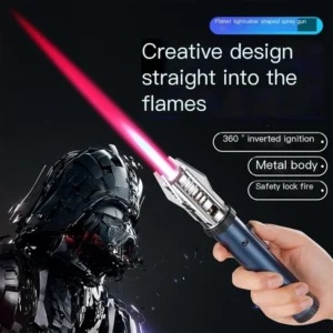 UGSTORE Lighter Metal Large Fire Windproof Blue Flame Multifunctional Butane Torch Lighter with Safety Lock and Adjustable for Creme Brulee Dessert BBQ and Baking