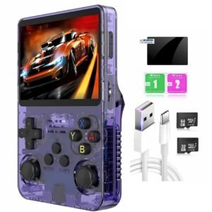 Dhwani R36S Handheld Game Console – 3.5 inch Retro Gaming Console with Preinstalled Emulator System | Portable Rechargeable Retro Hand Held Game Console (64GB)