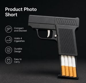 UGSTORE Pistol-Shaped Torch Lighter, Jet Flame, Compact, Refillable, Black