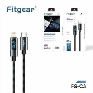Fitgear Lightning Cable 1.2 m FG-C3 27w PD Nylon 480mbps Data Sync Transmission Smart Chip Fast Charging  (Compatible with Mobile, Type C To Lightning&Black, One Cable)
