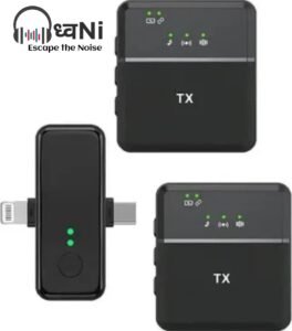 ध्वNi Dhwani SX31 Wireless Microphone with Receiver |360° Noise Reduction & 20M Long Range Lapel Mic for Video Recording YouTube Vlogging | Plug & Play Compatible with iPhone All Type C Smartphones