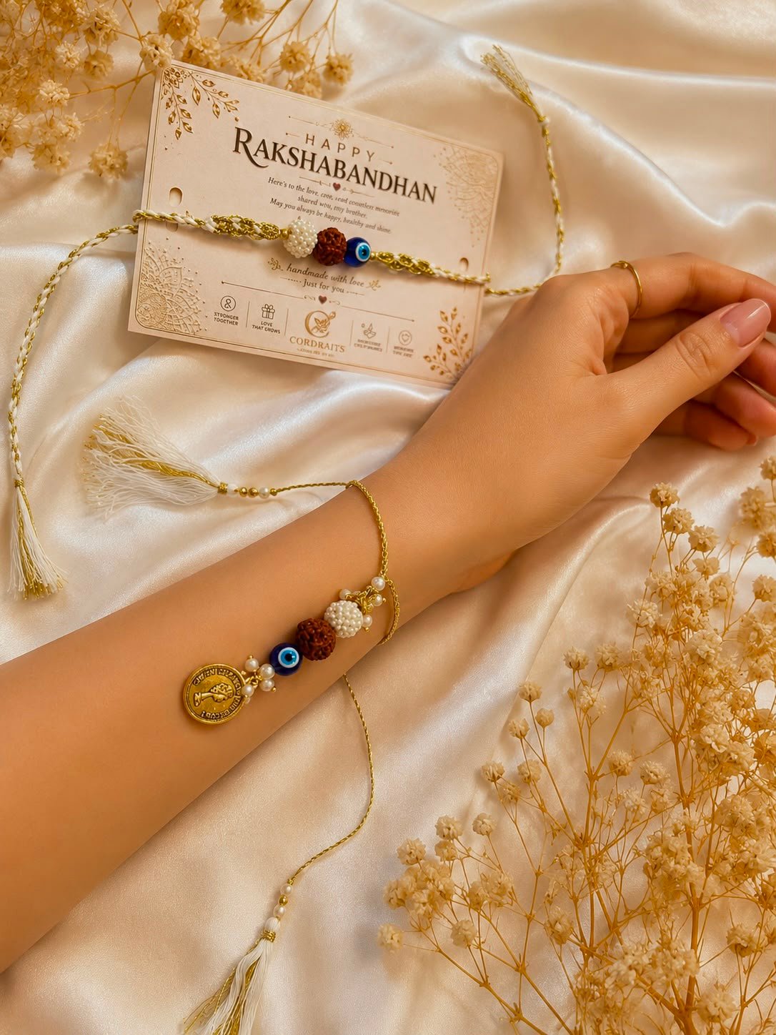 🧿 Evil Eye Rudraksha Rakhi ✨