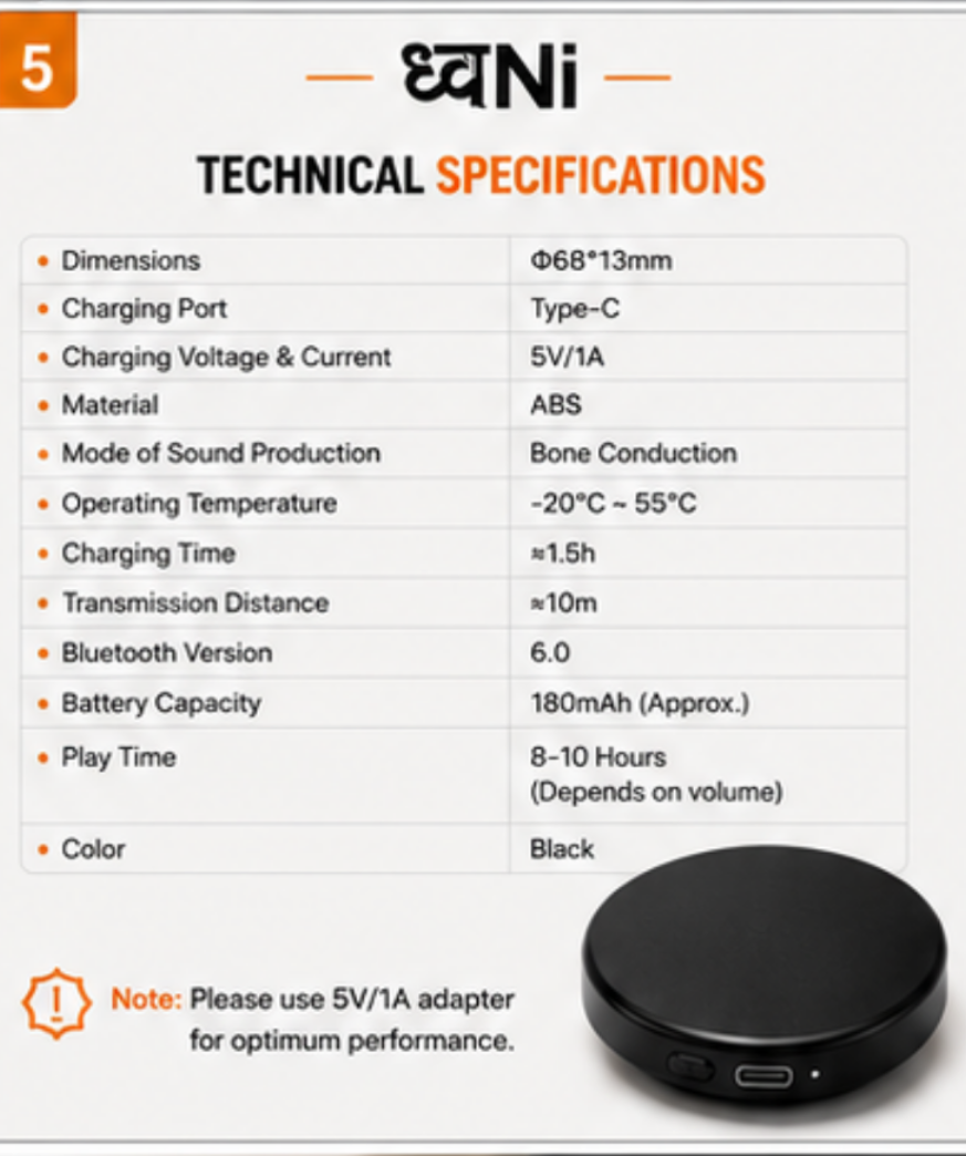 Dhwani ध्वNi Pillow Speaker Bluetooth, Bone Conduction Under Pillow Speaker for Sleeping, Portable Speakers Wireless Bluetooth with White Noise & Timer, Private Sleep Headphones for Side Sleepers - Image 2