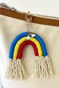 Cordraits_akku keychains rainbow style macrame purse hanging, room hanging, car hanging accessory Pack of 1