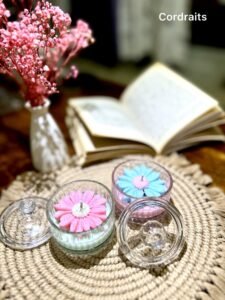 Cordraits Handmade Floral Glass Jar Scented Fragrance Candle - Pack of 2