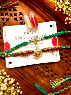 Handmade Bhaiya Bhabhi Macramé Rakhi Combo 💙
