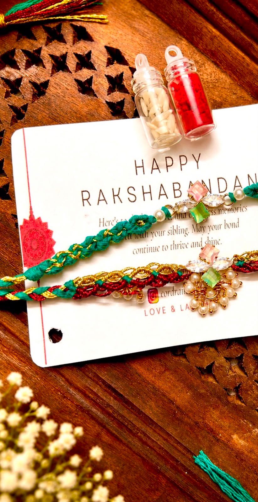 Handmade Bhaiya Bhabhi Macramé Rakhi Combo 💙 - Image 4