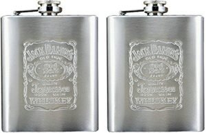 UGSTORE Stainless Steel Hip Flask 7 Oz, Design Engraved - Alcoholic Beverage Holder (2 Pieces) (Material: Stainless Steel, Capacity: 7Oz / 207 ml)