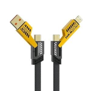 UGSTORE USB C Cable [PD 65W 4 in 1 Fast Charging Cable] Flat Nylon Braided USB C to USB C Charger Cord with Data Transfer, Universal Charging Combo Type C/USB A/L Port, for iPhone/iPad/MacBook/Samsung,1 Meter