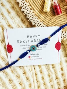 Handmade Macramé Evil Eye Rakhi 💙royal blue