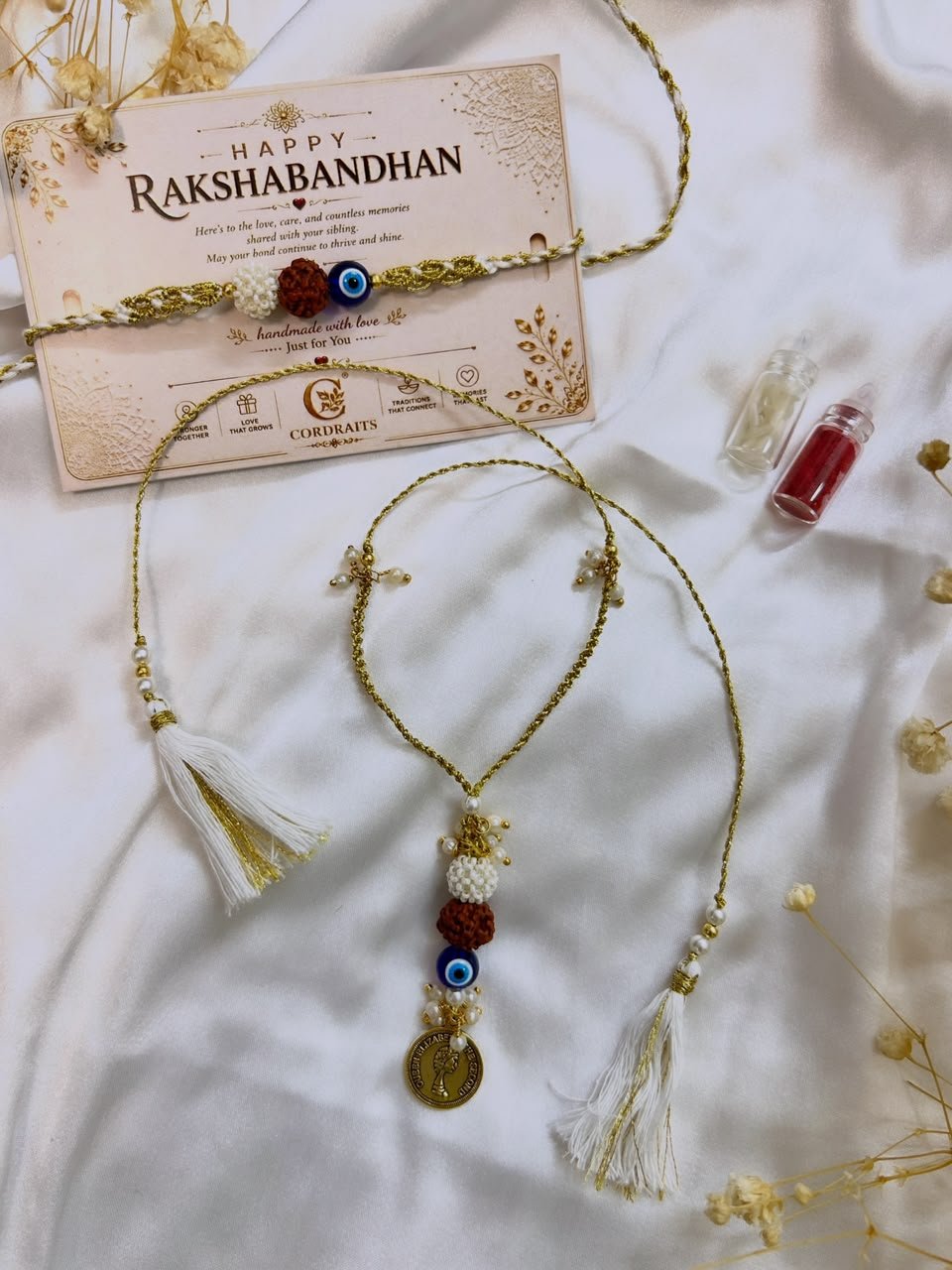 🧿 Evil Eye Rudraksha Rakhi ✨ - Image 2