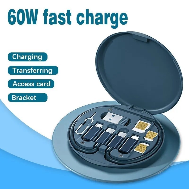 UGSTORE Mini Data Cable Set Storage Box 60w Quick Charge Multi Function Data Cable Mobile Phone Holder Storage Box