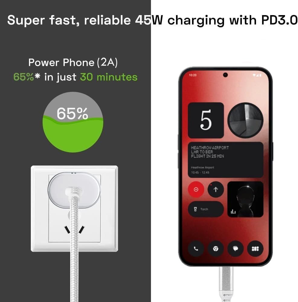 Nothing 45W Fast Charger Adapter for Nothing Phone (2A)- New 2024 - Image 5