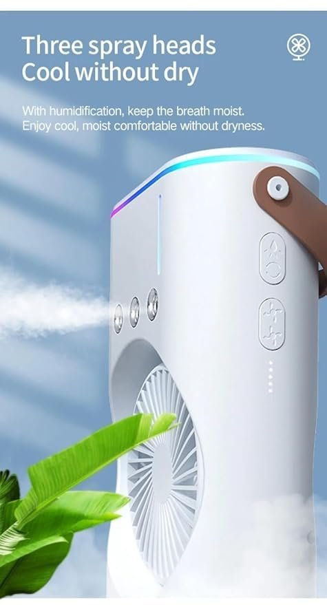 UGSTORE Mist Fan with Humidifier| Remote Control| Oscillating Swing LED Independent Control Dual Fan& 270°folding| Cooler with 3 Speed&3Mist Spray Modes|BLDC Motor|Ultra quiet| Cordless - Image 4