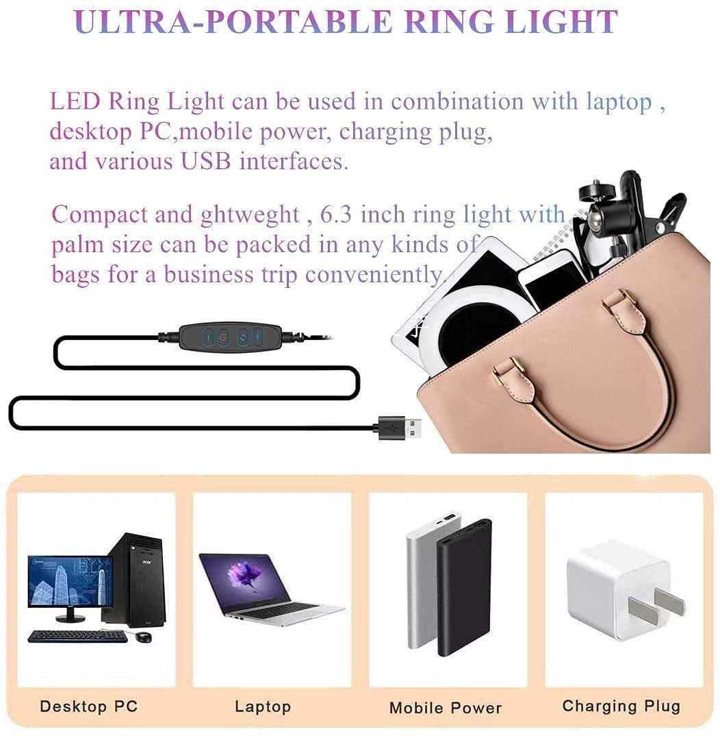 UGSTORE Video Conference 6.2'' LED Ring Light Clip Clamp for Computer, Laptop Video Conference - Image 2