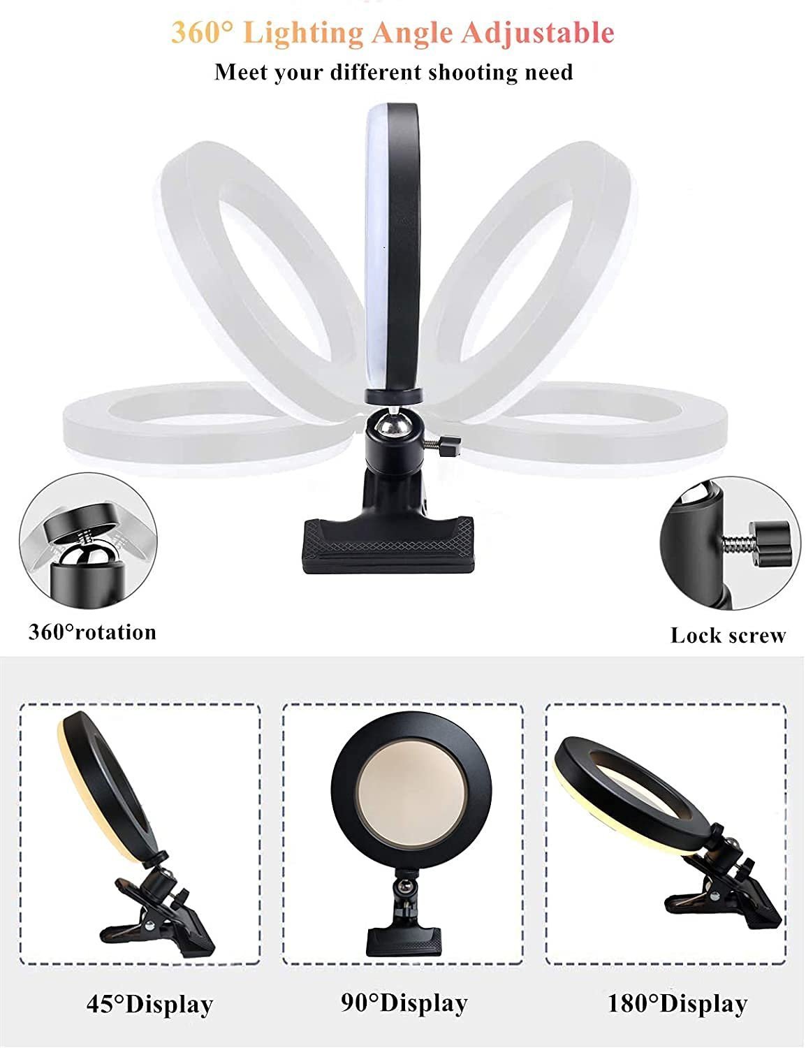 UGSTORE Video Conference 6.2'' LED Ring Light Clip Clamp for Computer, Laptop Video Conference - Image 4
