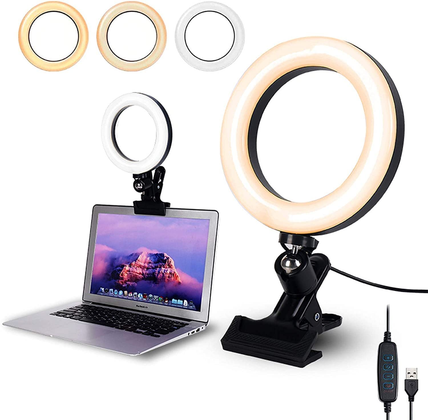 UGSTORE Video Conference 6.2'' LED Ring Light Clip Clamp for Computer, Laptop Video Conference
