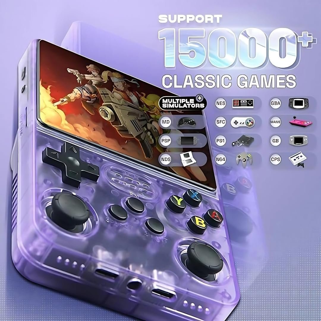 Dhwani R36S Handheld Game Console – 3.5 inch Retro Gaming Console with Preinstalled Emulator System | Portable Rechargeable Retro Hand Held Game Console (64GB) - Image 5