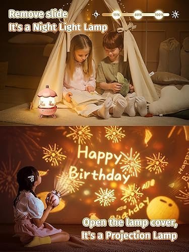 UGSTORE Star LED Projector Night Light Rechargeable - 72 Light Modes Baby Sound Machine for Kids Room Decor, Bedroom - Kawaii Unicorn Gifts for Girls - Image 4