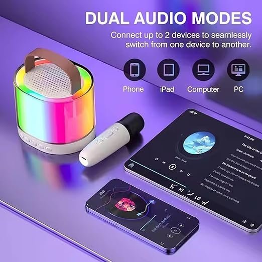 ध्वNi (Dhwani)Wireless Mic Advance Handheld Wireless Singing Mike Multi-Function Bluetooth Karaoke Mic with Microphone Speaker for All Smart Phone - (Multicolor) (Silver) - Image 4