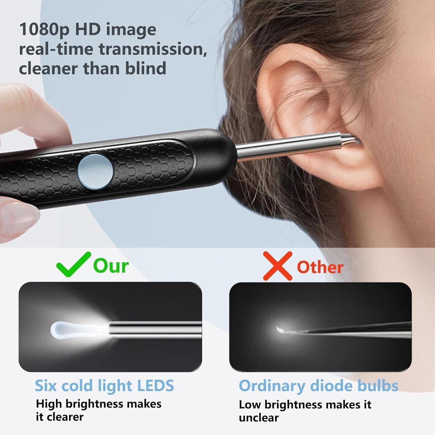 UGSTORE Ear Wax Removal, Ear Cleaner with Camera, Ear Wax Removal Kit with 1080P, Ear Camera Otoscope with Light, Ear Cleaning Kit for Android & ios- B - Image 3