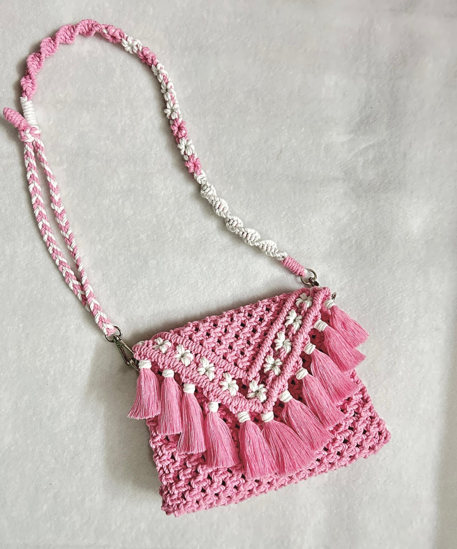 Blush Bloom Macramé Bag 🎀