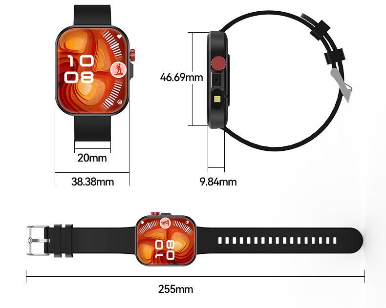 Dhwani H14 Smartwatch with Built in Torch, Heart Rate Monitoring, SPO2, Multiple Sports Modes (Black)- 6 Months Warranty - Image 3