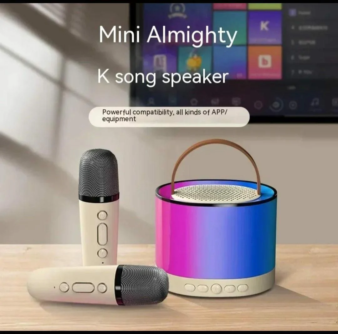 ध्वNi (Dhwani)Wireless Mic Advance Handheld Wireless Singing Mike Multi-Function Bluetooth Karaoke Mic with Microphone Speaker for All Smart Phone - (Multicolor) (Silver)