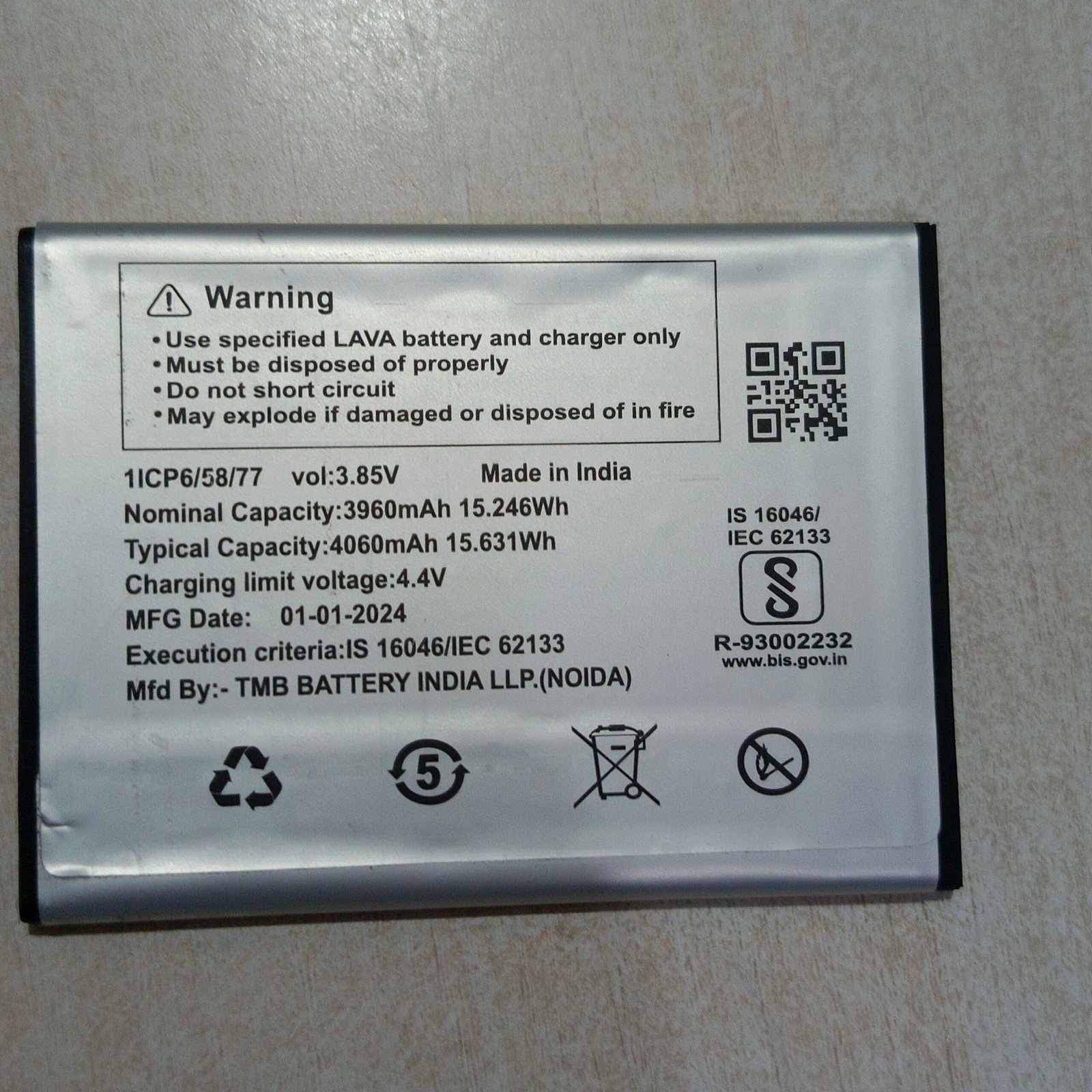Original Mobile Battery For Lava BeU 4060 mAh (LBP13960073)- 6months warranty - Image 4