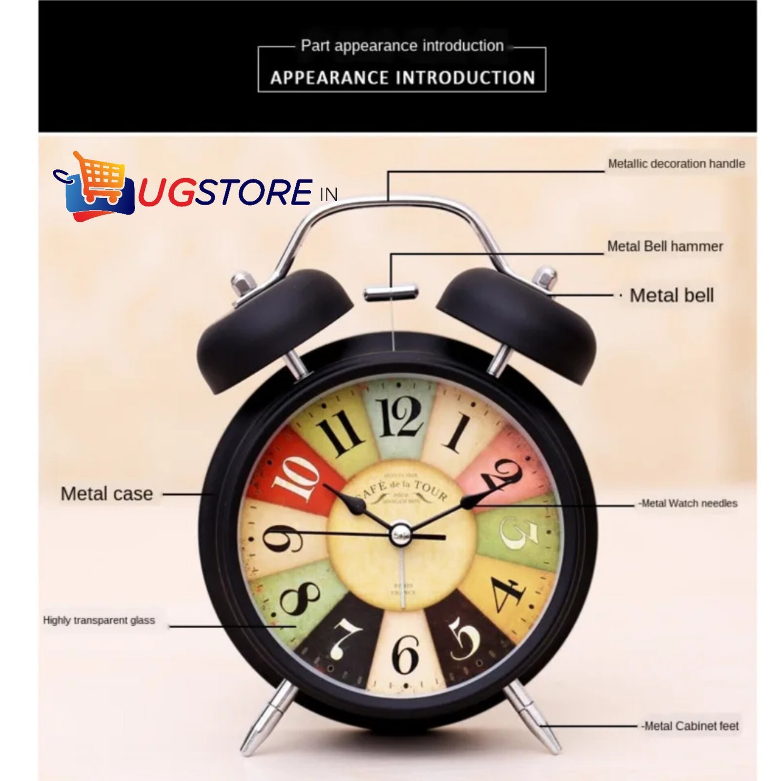 UGSTORE Super Loud Alarm Clock for desk bedroom - 1 battery free - Image 2