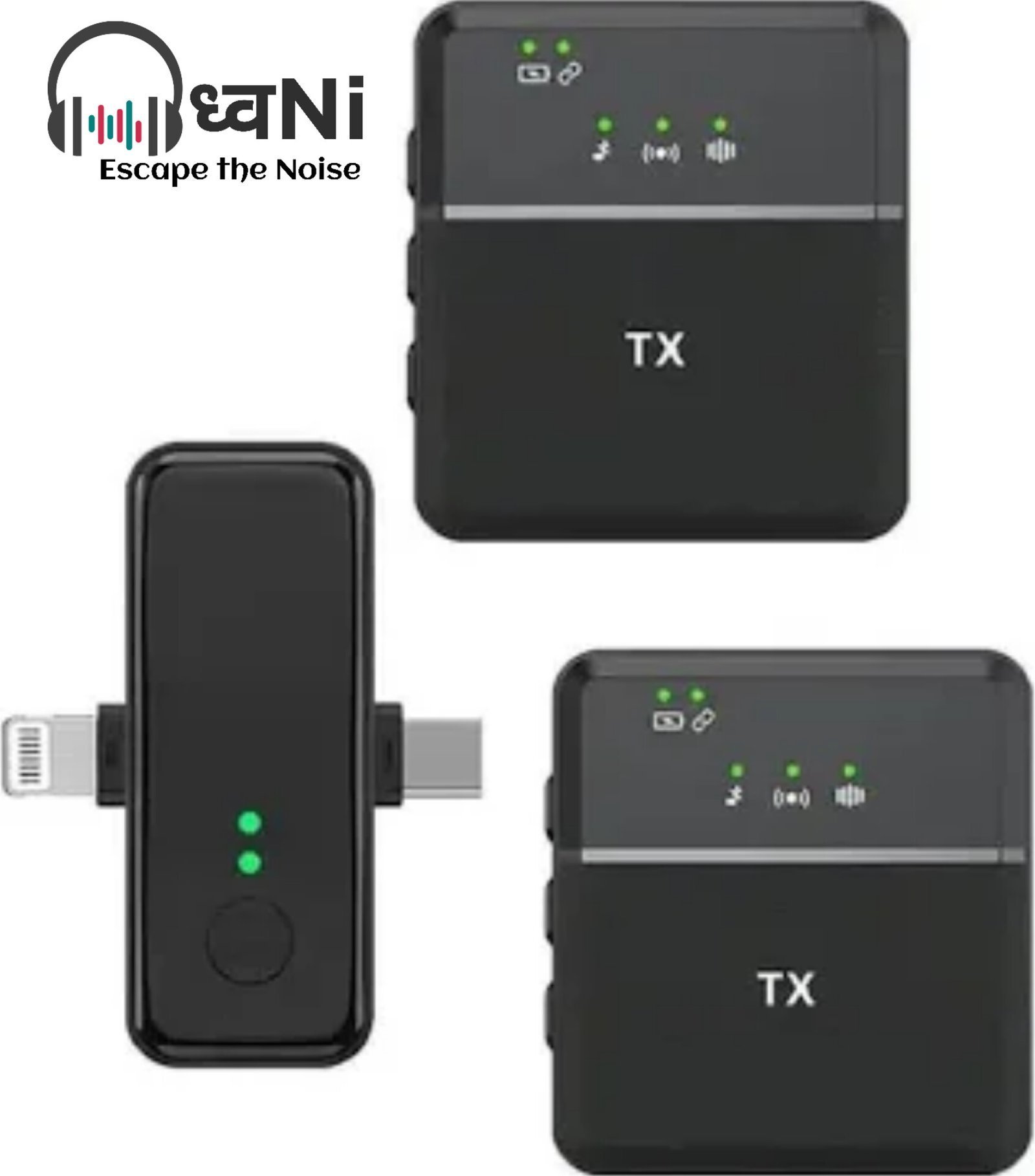 ध्वNi Dhwani SX31 Wireless Microphone with Receiver |360° Noise Reduction & 20M Long Range Lapel Mic for Video Recording YouTube Vlogging | Plug & Play Compatible with iPhone All Type C Smartphones